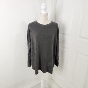 We The Free Top Womens S Lead Gray Arden Tee Slouchy Oversized Lagenlook Boho